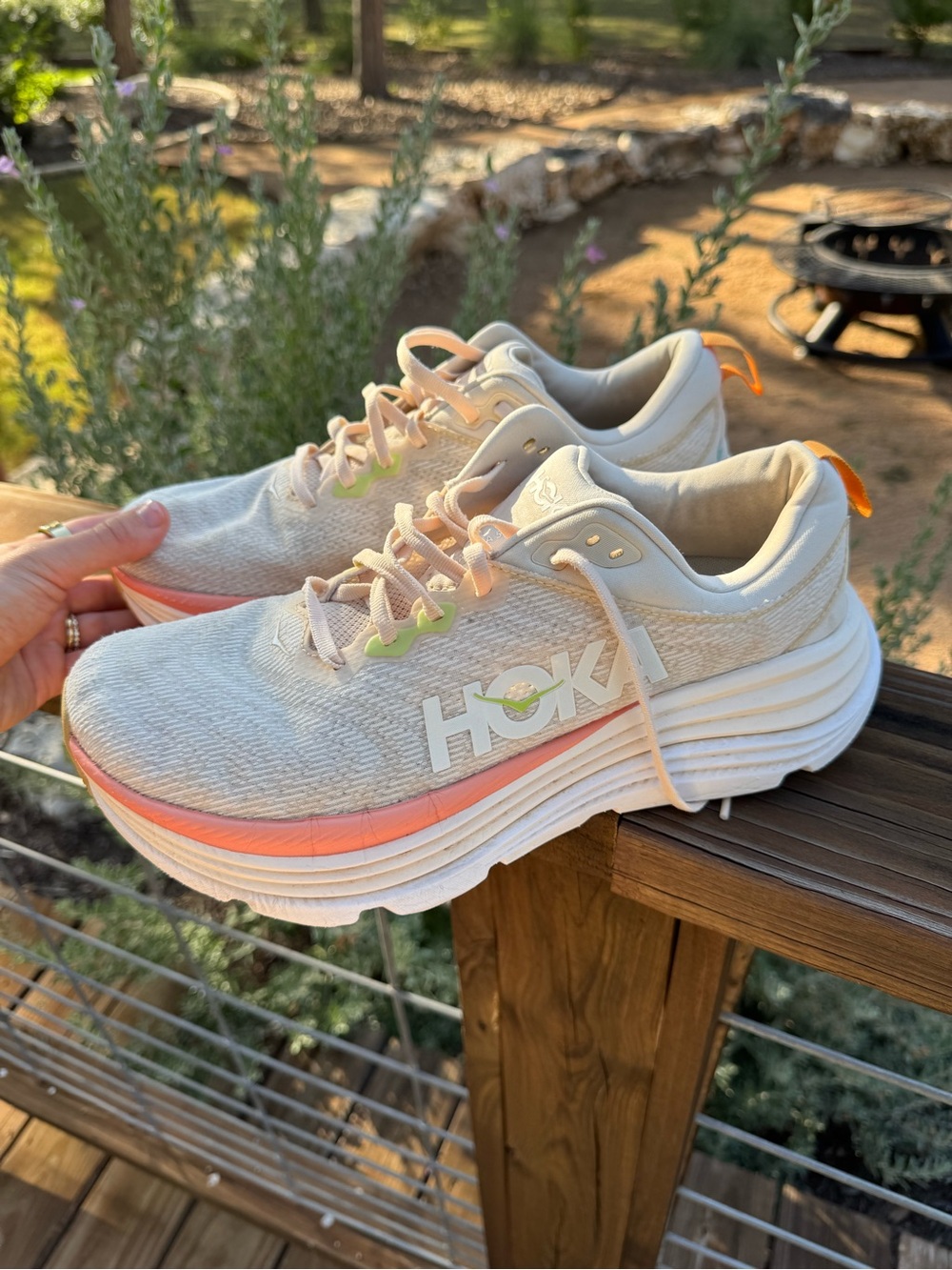 Hoka gaviota Women’s Cream and Peach Running Sneakers